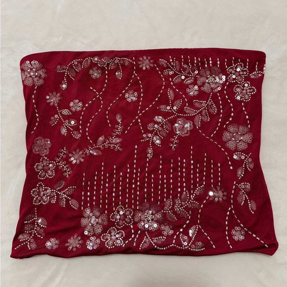 Elegant Red Floral Top